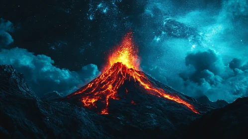 Dramatic Night-Time Volcanic Eruption