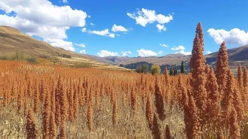 Scenic Landscape with Vibrant Field and Mountains