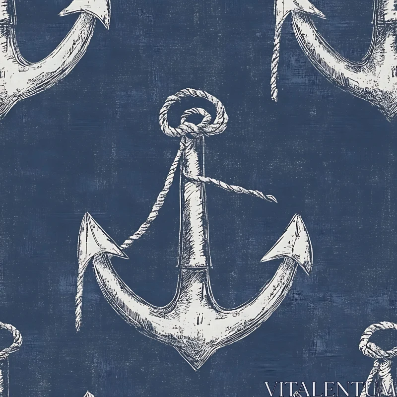 Vintage Nautical Anchor Pattern AI Image