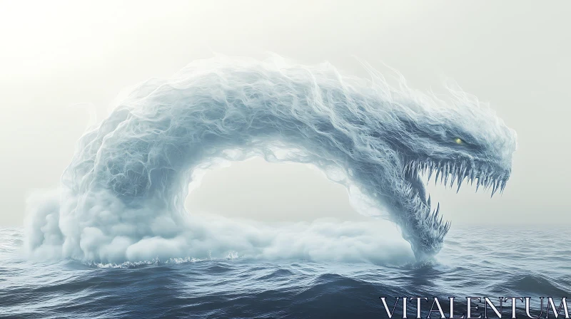 Ethereal Sea Serpent Rising from the Water AI Image