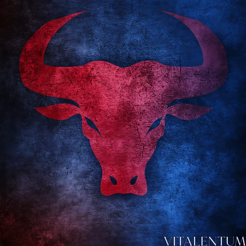 Symbolic Red Bull Artwork with Textured Effects AI Image