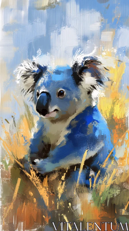 AI ART Koala Painting in Blue Hues