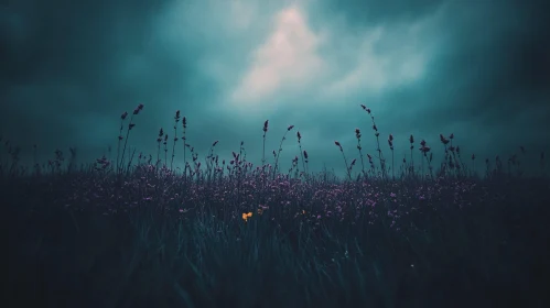 Enigmatic Twilight in Blooming Field