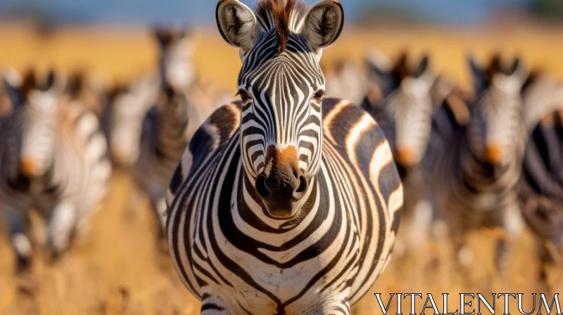 Captivating Zebra Portrait in Dusty Field AI Image