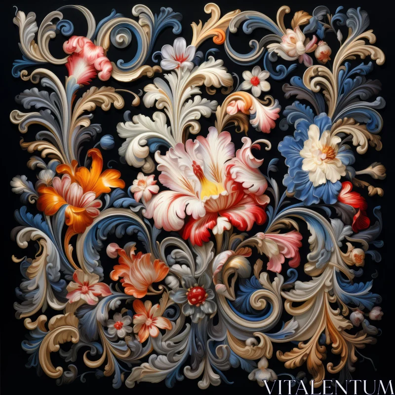 Intricate Floral Pattern - Baroque Inspired Painting AI Image