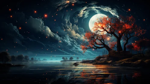 Surrealistic Night Sky: A Dreamy Fusion of Realism and Fantasy