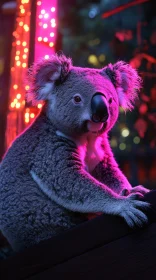 Colorful Koala in Neon Lighting