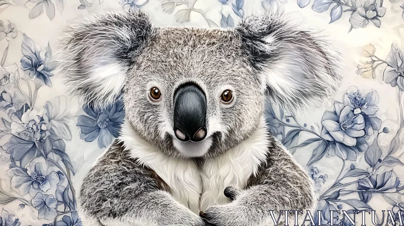 Koala and Floral Art Composition AI Image