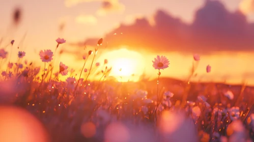 Daisies in Sunset Glow