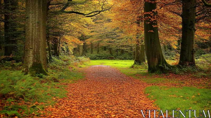 Tranquil Autumn Scene in a Forest AI Image