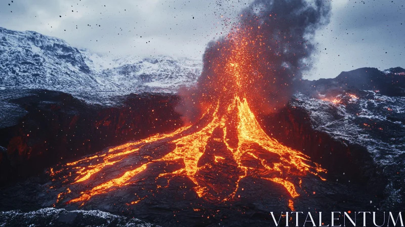 AI ART Molten Lava and Volcanic Eruption