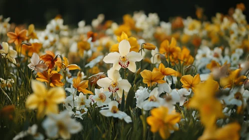 Radiant Orchids in a Lush Field