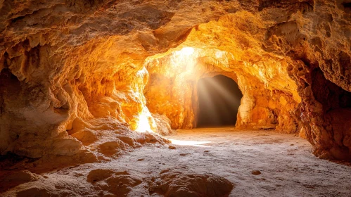 Sunlit Cave Interior