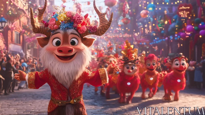 Joyful Animation Festivity with Vibrant Colors AI Image