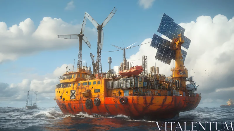 Marine Vessel with Renewable Energy Technology AI Image