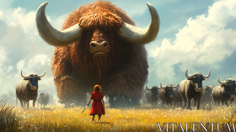 Mythical Wild Bison Encounter AI Image