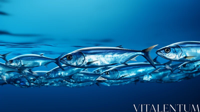 Bluefin Tuna Swim in Ocean - A Baroque Maritime Scene AI Image