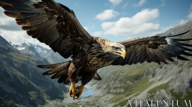 Eagle Soaring Over Mountains - A Display of Norwegian Nature AI Image