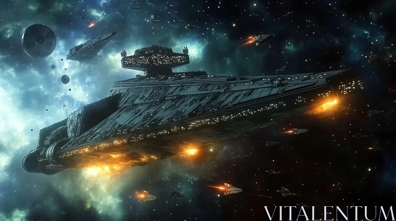 Galactic Warfare with Massive Spaceship AI Image