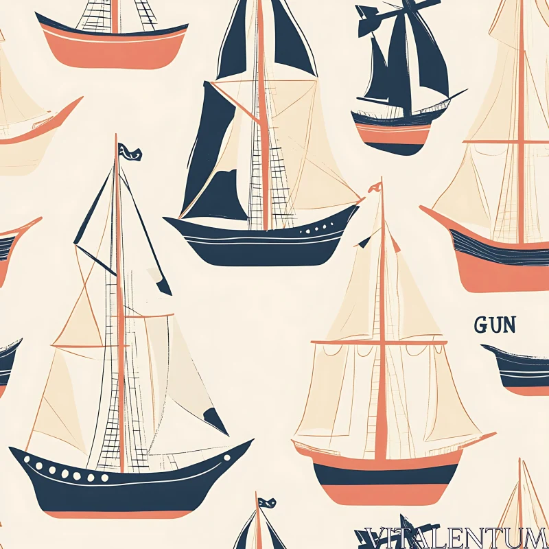 Retro Nautical Boat Illustration Design AI Image