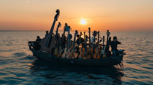 String Ensemble at Sea During Sunset