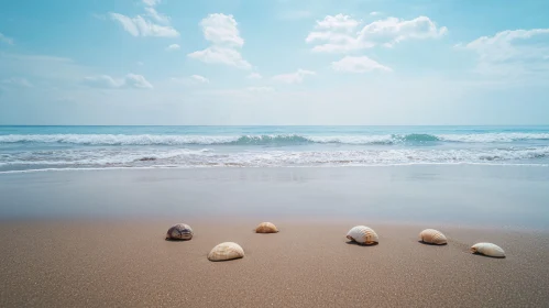 Tranquil Coastal Scene with Seashells