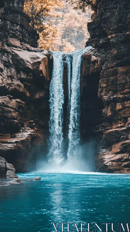 Stunning Cascading Waterfall Surrounded by Nature AI Image