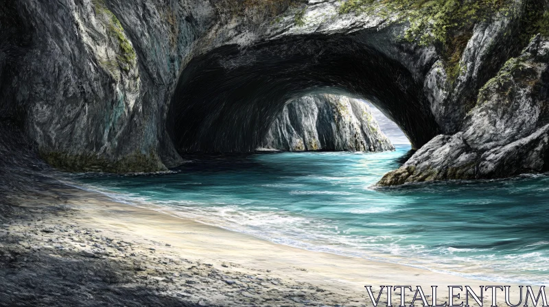 AI ART Serene Coastal Cave and Pristine Waters