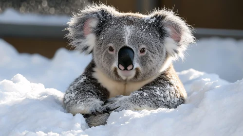 Koala Among Snowy Landscape