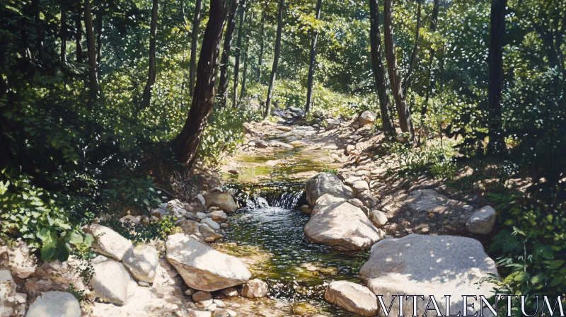 Peaceful Woodland Stream AI Image