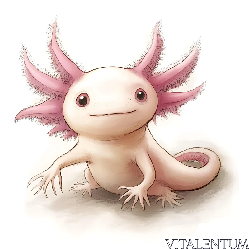 AI ART Adorable Animated Axolotl Illustration