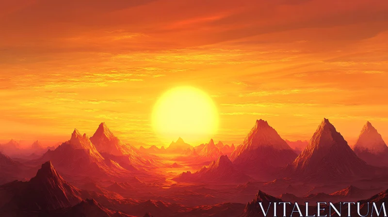 Sunset Over Majestic Mountains AI Image