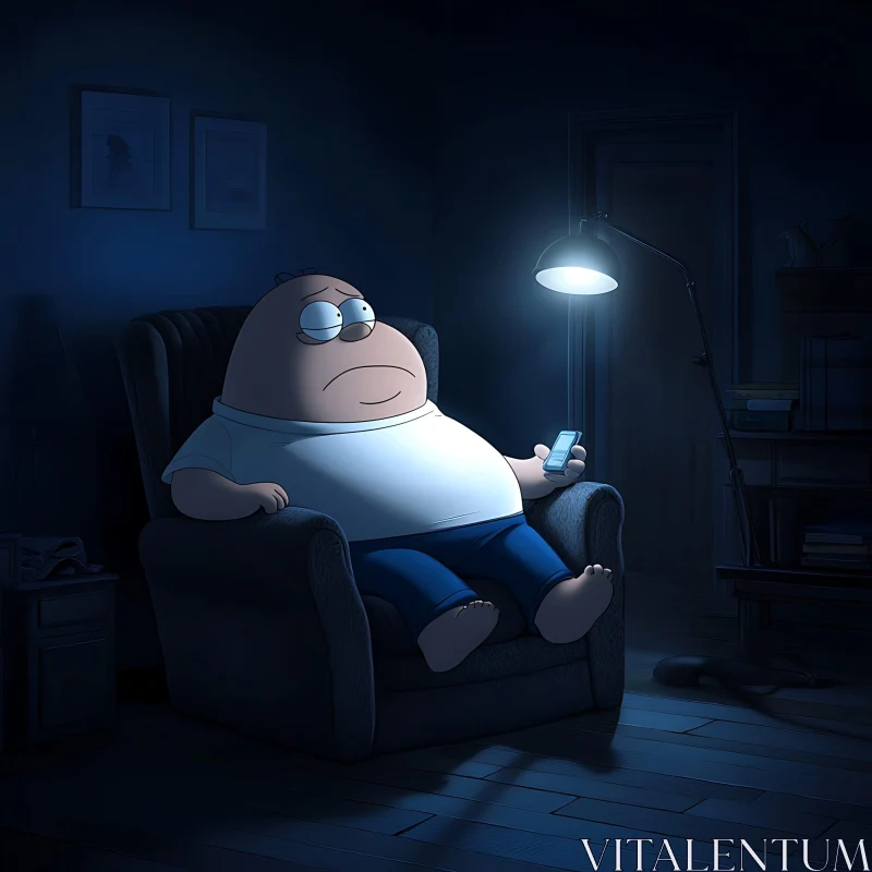 Nighttime Relaxation in Cartoon Form AI Image