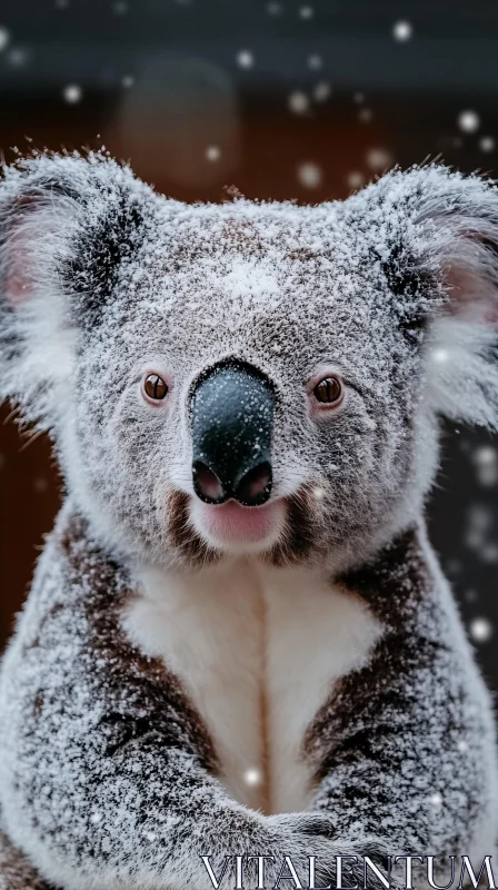 Snowy Koala Portrait AI Image