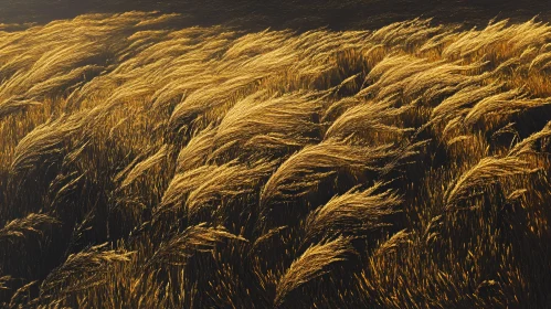 Serene Field of Golden Grasses