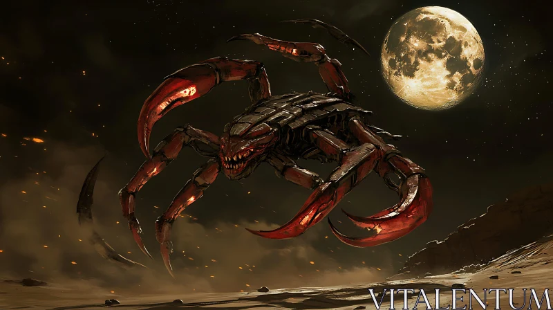 AI ART Giant Scorpion Creature in a Moonlit Desert