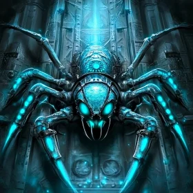 Futuristic Glowing Mechanical Spider