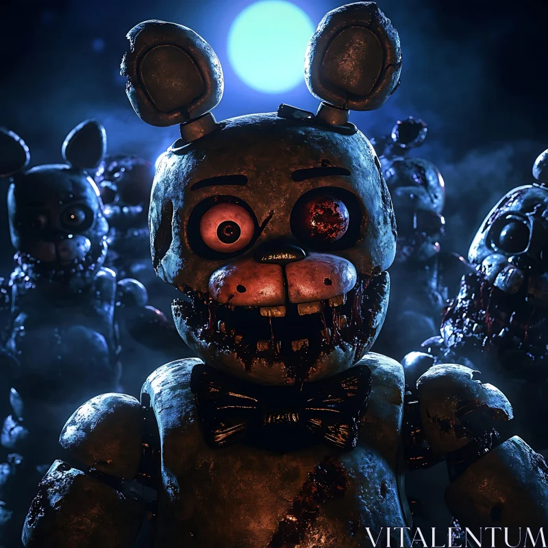 Sinister Animatronics in the Dead of Night AI Image