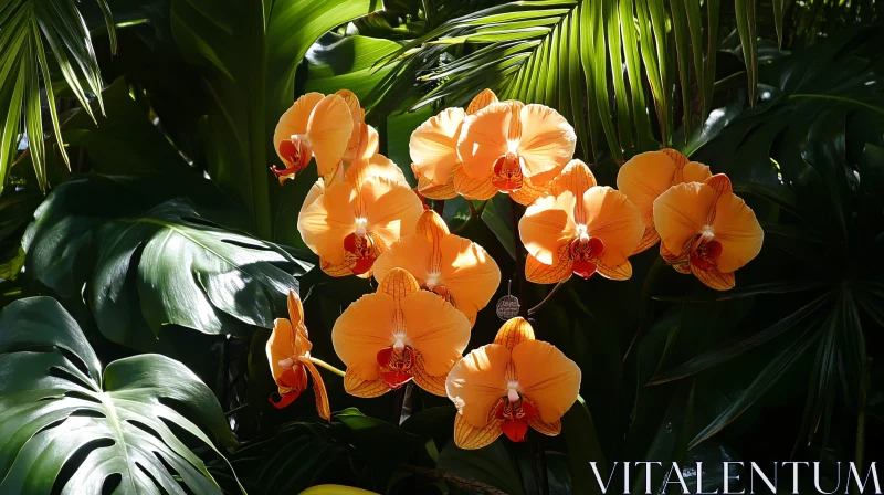 AI ART Tropical Orange Orchids