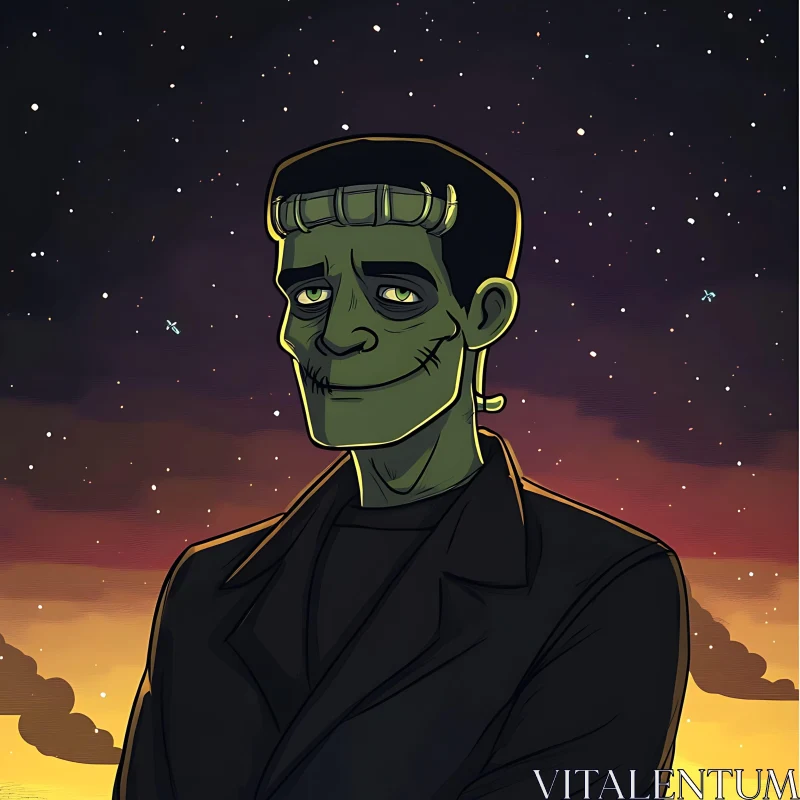 AI ART Frankenstein's Monster under the Stars