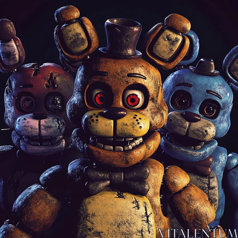 AI ART Creepy Animatronic Bears