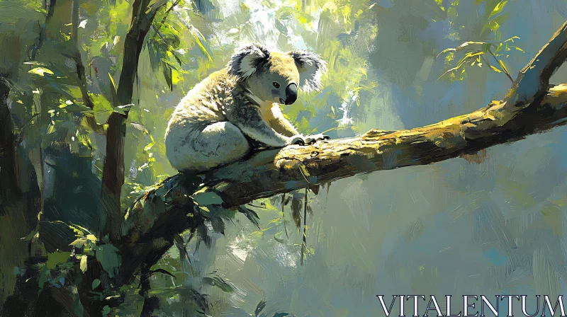 AI ART Koala on a Tree Branch