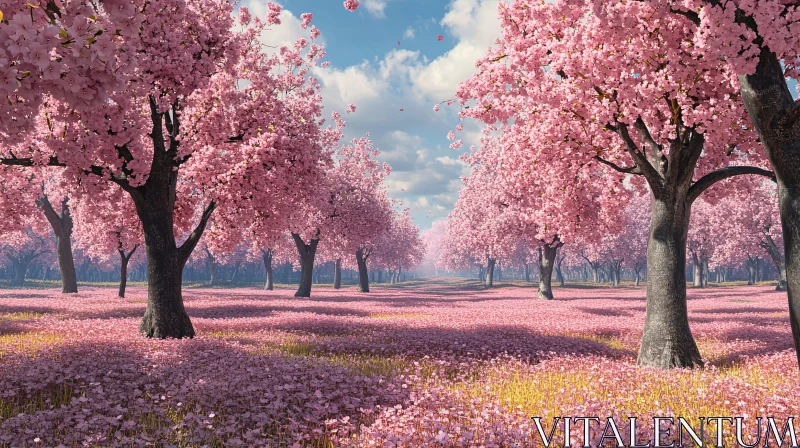 Springtime Cherry Blossom Grove AI Image