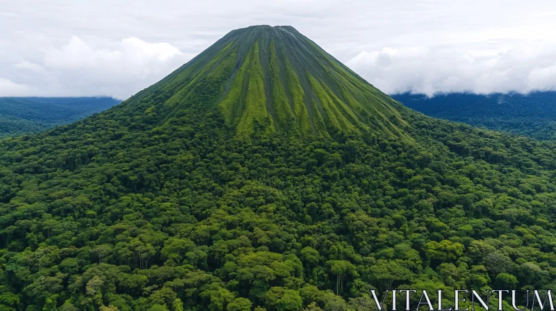 AI ART Towering Volcano Amidst Verdant Forest