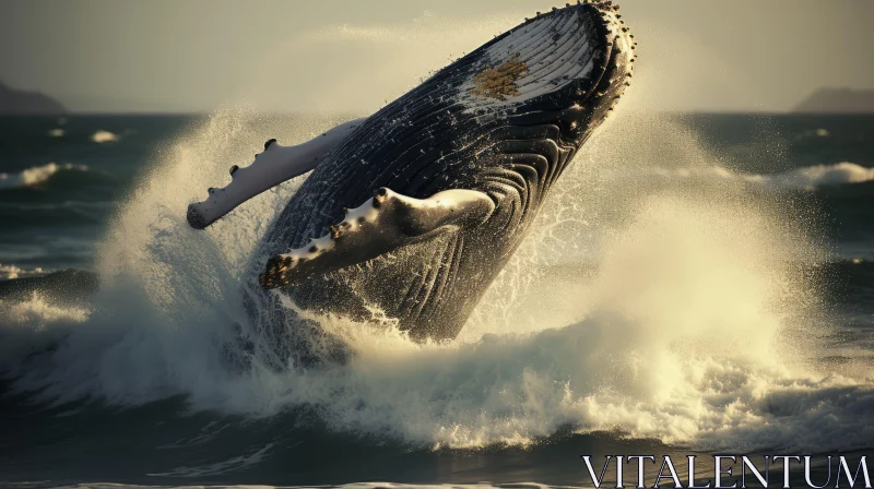 Humpback Whale Leaping from Ocean - San Francisco Renaissance Style AI Image
