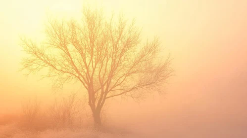 Foggy Morning with a Lone Tree