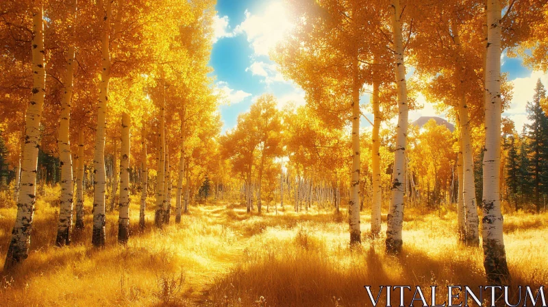 AI ART Sunlit Autumnal Forest Scene