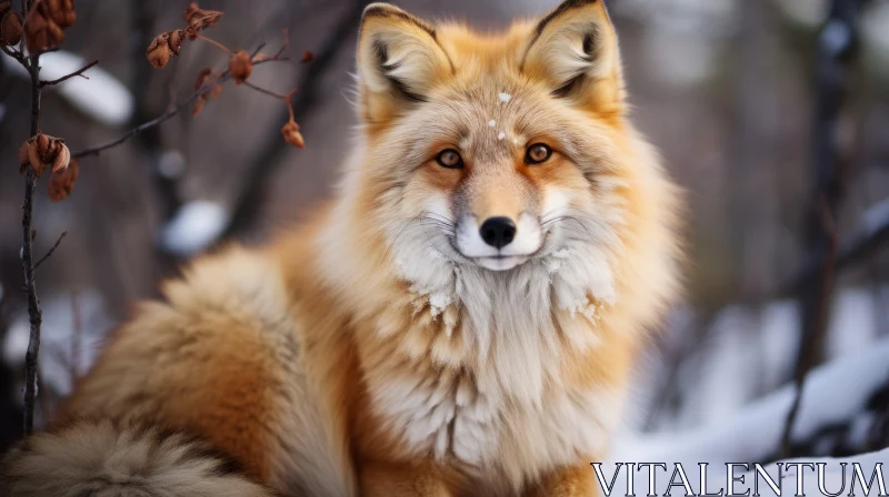 Winter Fox - Detailed Portrayal in Snow Setting AI Image