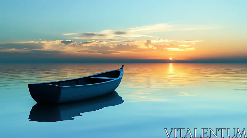 Tranquil Sunset with a Boat on the Water AI Image