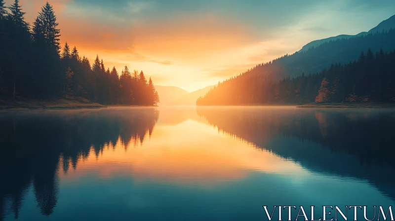 AI ART Sunset Reflections on a Peaceful Lake